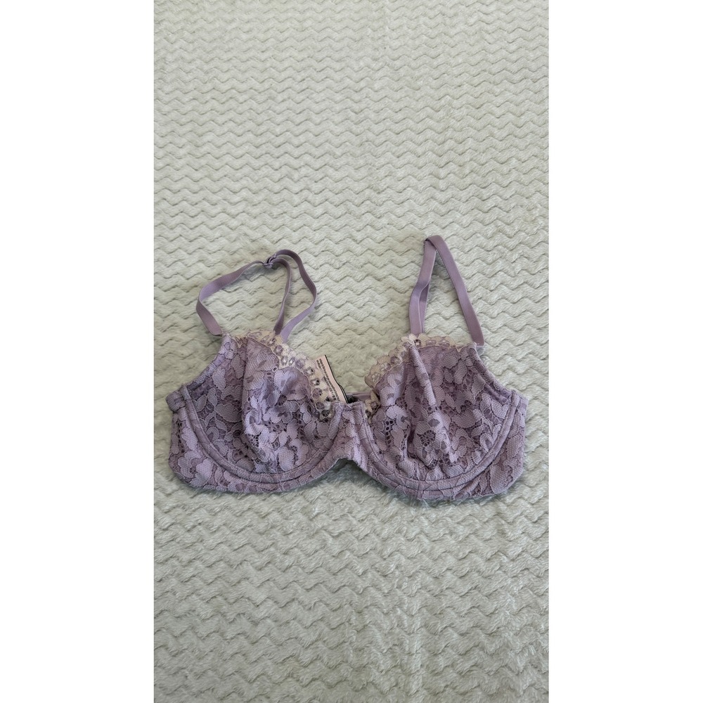 Victoria's Secret Lavender Floral Lace Unlined Demi Underwire Bra 34C